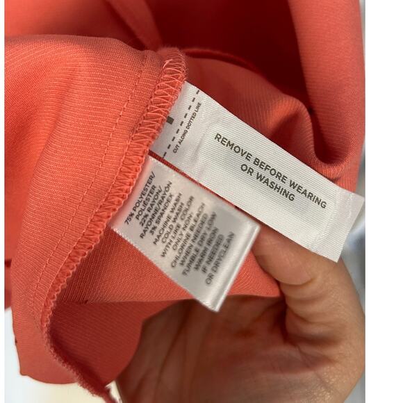 Loft Women's Size 0 Petite Women's Coral Pink Laser Cut Hem Sheath Dress #0426 - Picture 8 of 10